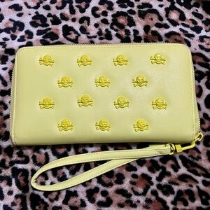 Betsey Johnson Yellow Skull Wristlet Wallet